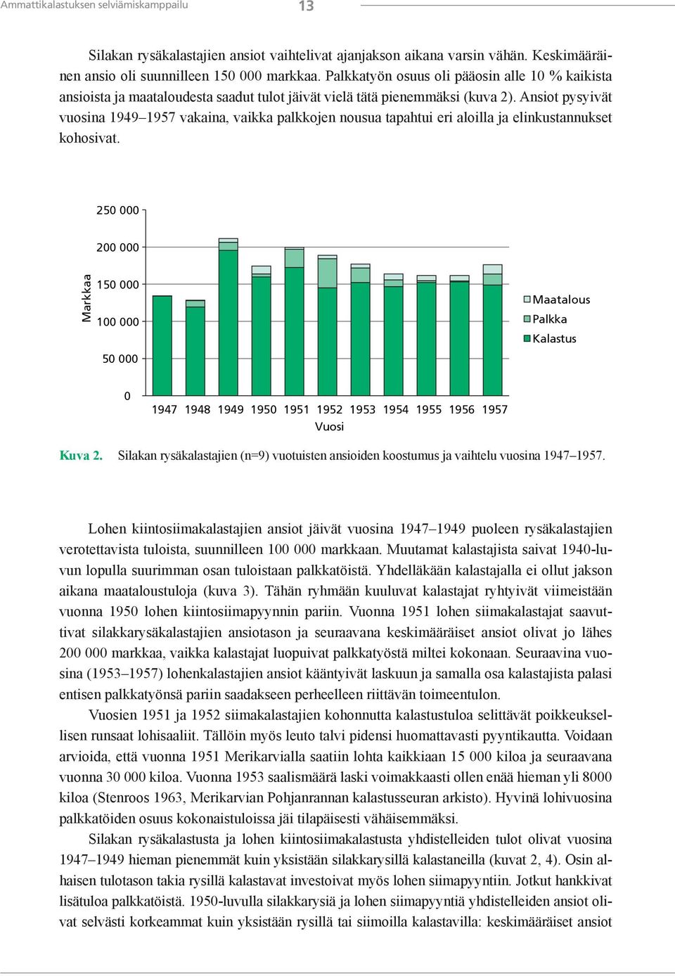 Ansiot pysyivät vuosina 1949 1957 vakaina, vaikka palkkojen nousua tapahtui eri aloilla ja elinkustannukset kohosivat.