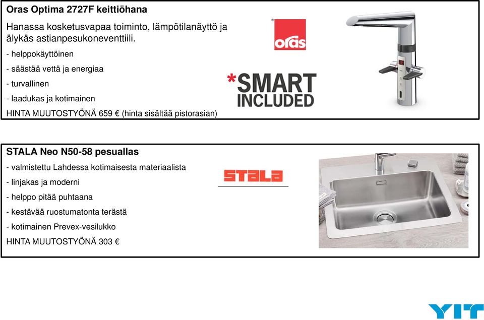 sisältää pistorasian) STALA Neo N50-58 pesuallas - valmistettu Lahdessa kotimaisesta materiaalista - linjakas ja