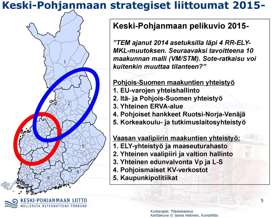 Itä- ja Pohjois-Suomen yhteistyö 3. Yhteinen ERVA-alue 4. Pohjoiset hankkeet Ruotsi-Norja-Venäjä 5.