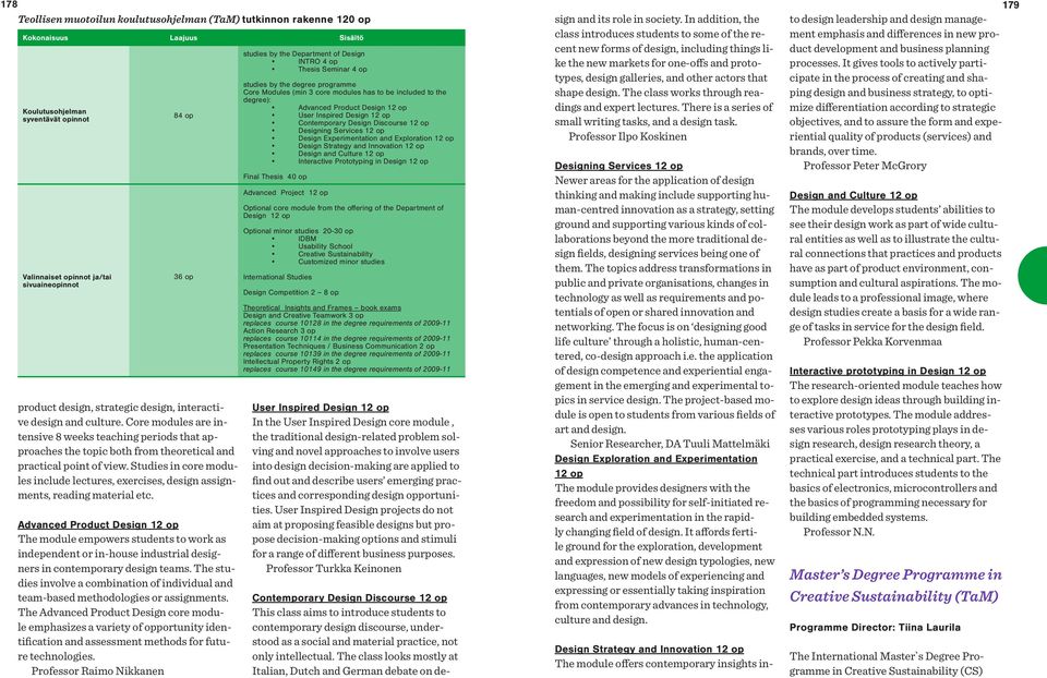 Studies in core modules include lectures, exercises, design assignments, reading material etc.