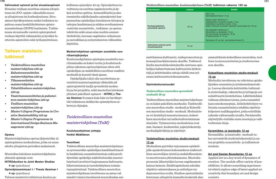 Tutkinnossa sivuaineelle varatut opintopisteet voidaan käyttää valinnaisiin ja hyväksi luettaviin opintoihin sekä työharjoitteluun.