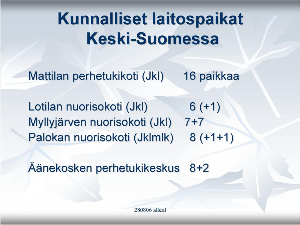 (Jkl( Jkl) ) 6 (+1) Myllyjärven nuorisokoti (Jkl( Jkl) ) 7+7