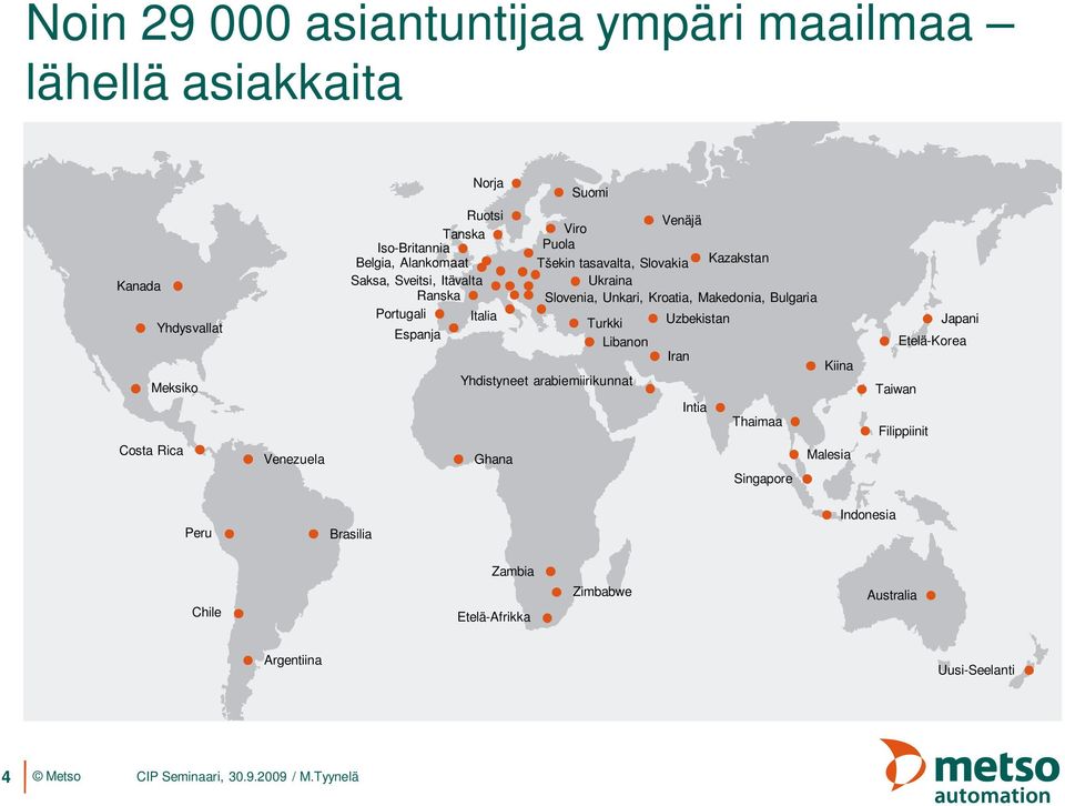 Tšekin tasavalta, Slovakia Kazakstan Ukraina Slovenia, Unkari, Kroatia, Makedonia, Bulgaria Turkki Libanon Uzbekistan Iran Intia Thaimaa