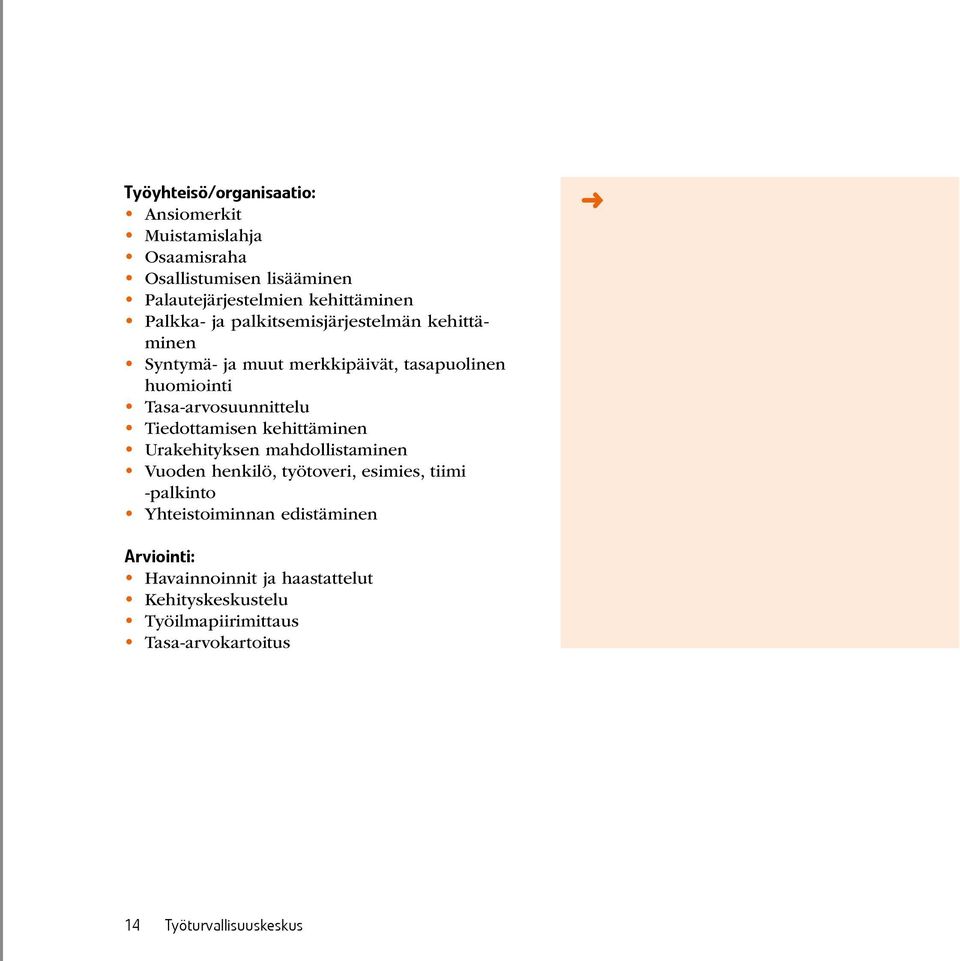 Tiedottamisen kehittäminen Urakehityksen mahdollistaminen Vuoden henkilö, työtoveri, esimies, tiimi -palkinto Yhteistoiminnan