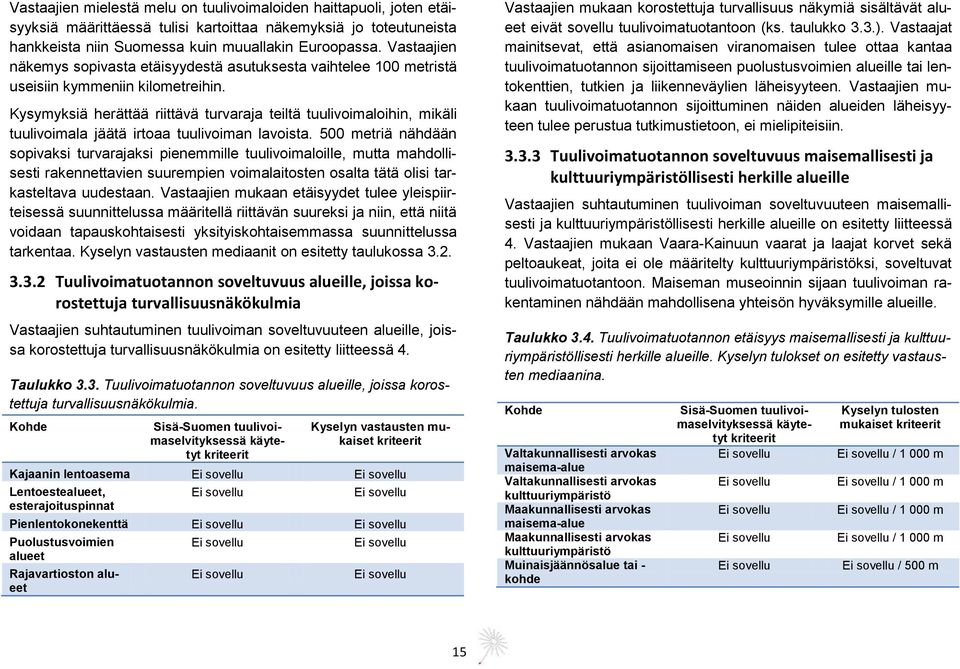 Kysymyksiä herättää riittävä turvaraja teiltä tuulivoimaloihin, mikäli tuulivoimala jäätä irtoaa tuulivoiman lavoista.