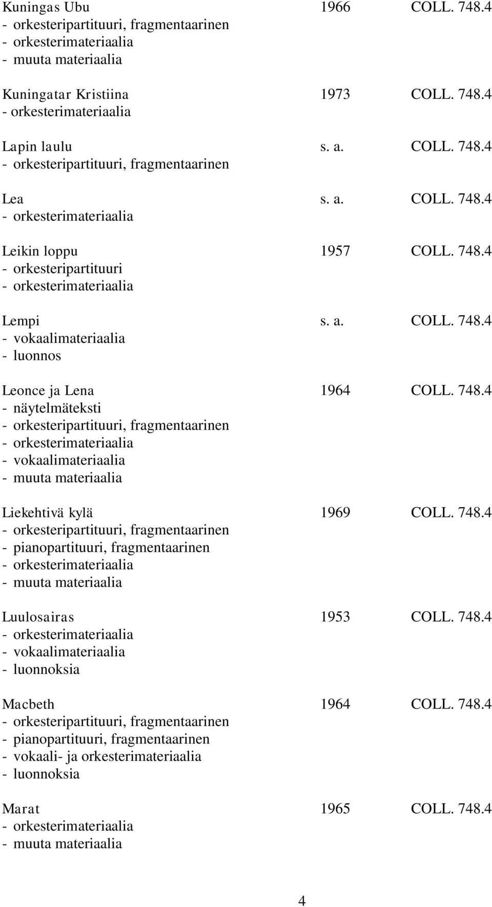 748.4, fragmentaarinen Luulosairas 1953 COLL. 748.