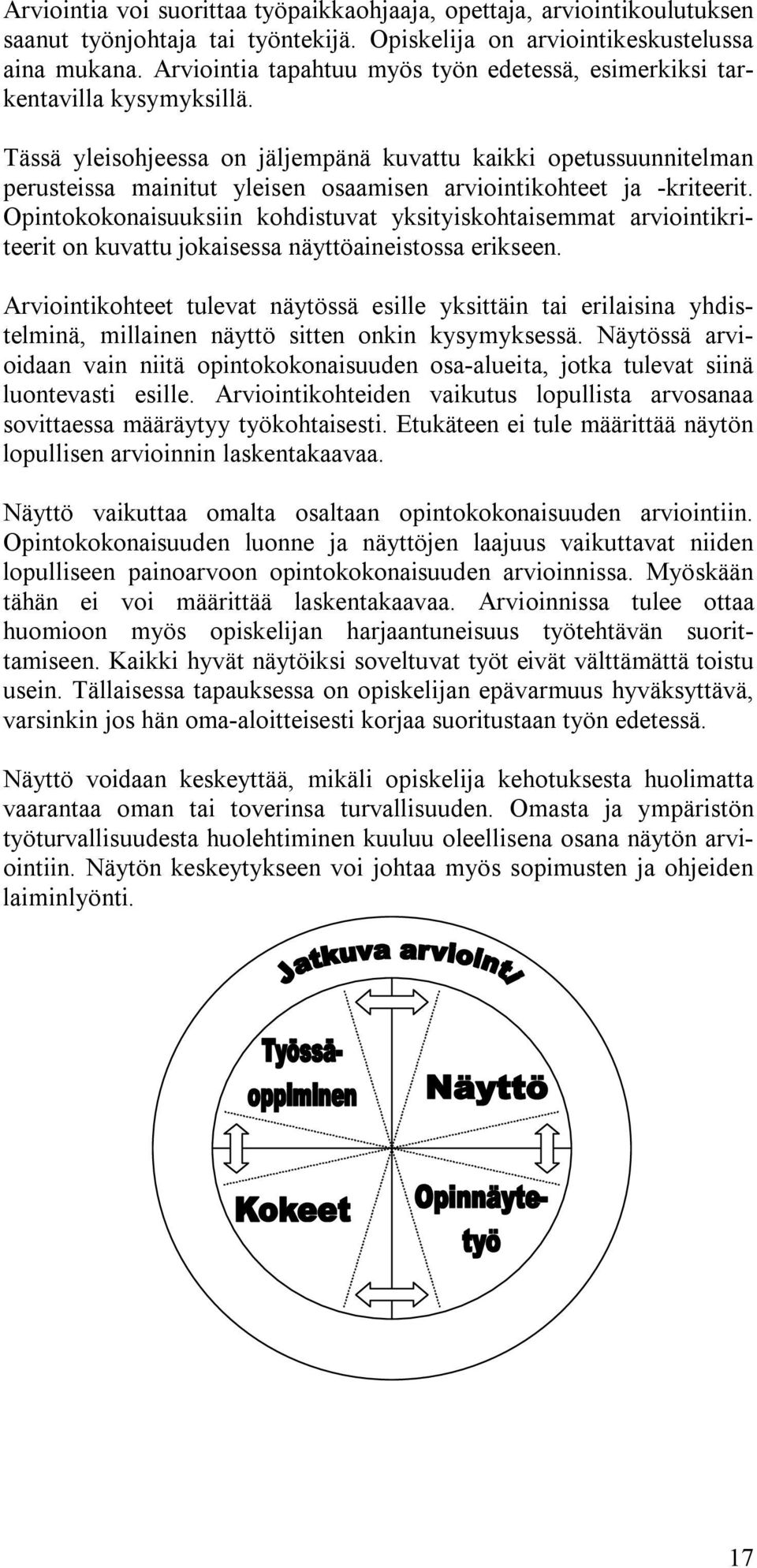 Tässä yleisohjeessa on jäljempänä kuvattu kaikki opetussuunnitelman perusteissa mainitut yleisen osaamisen arviointikohteet ja kriteerit.