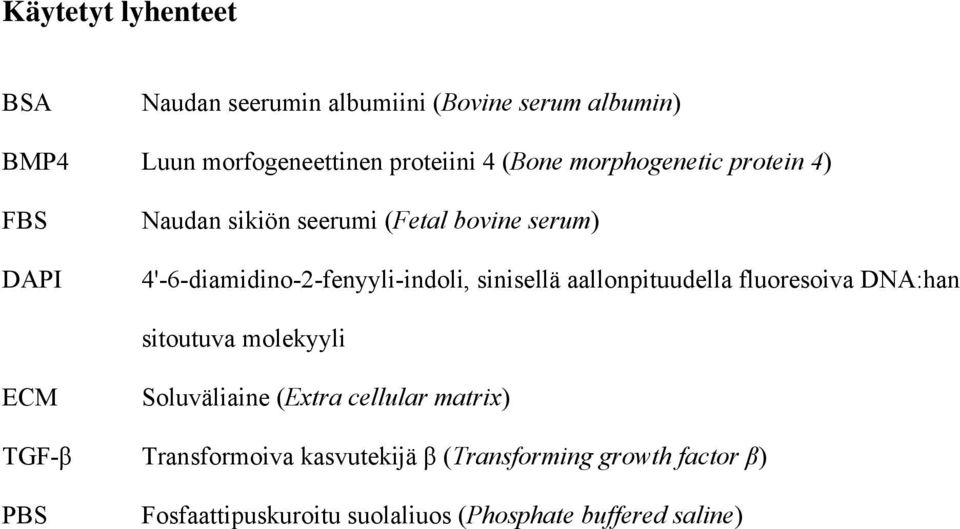 4'-6-diamidino-2-fenyyli-indoli, sinisellä aallonpituudella fluoresoiva DNA:han sitoutuva molekyyli ECM TGF-β PBS