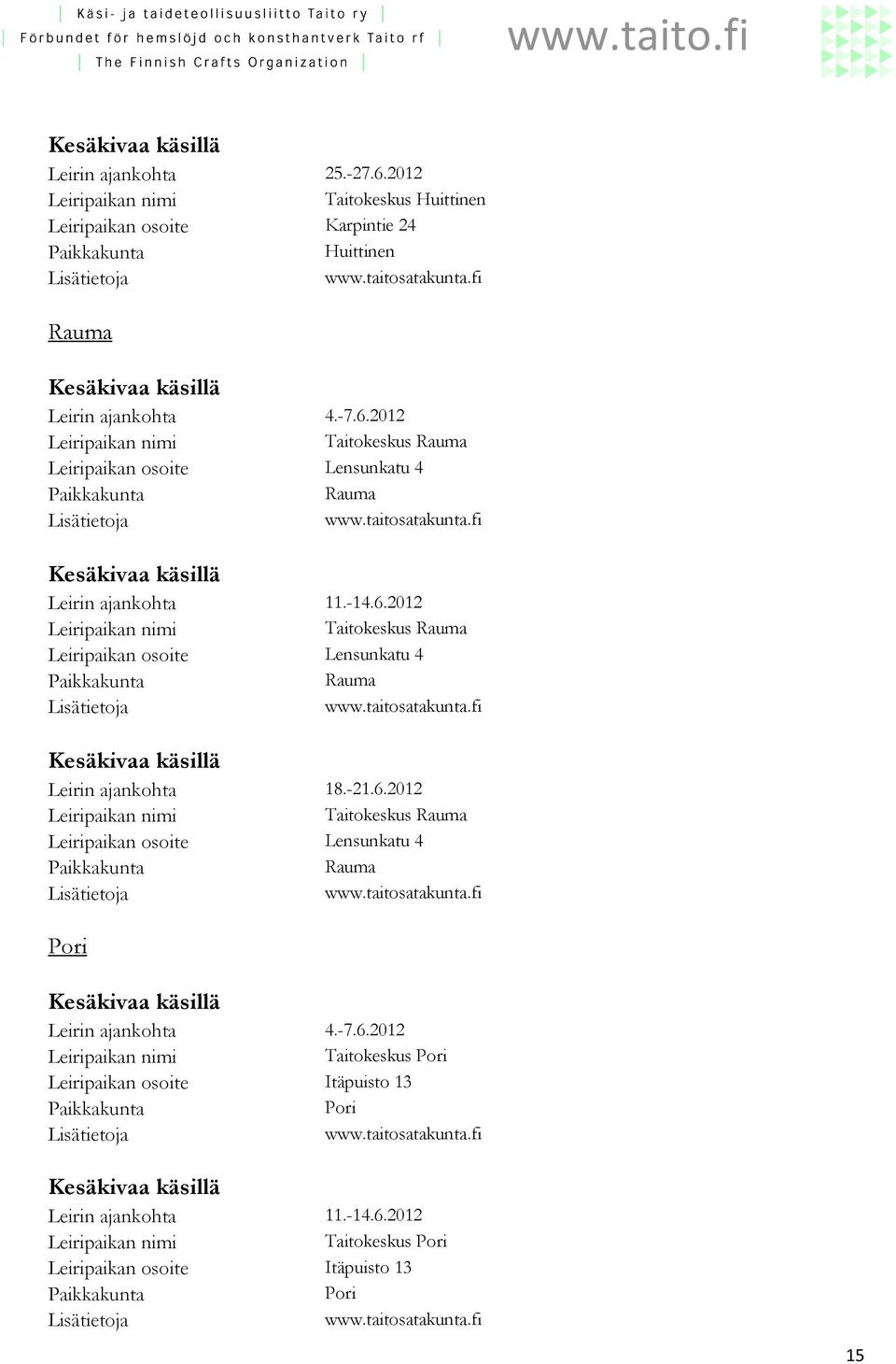 Kesäkivaa käsillä Leirin ajankohta 11.-14.6.