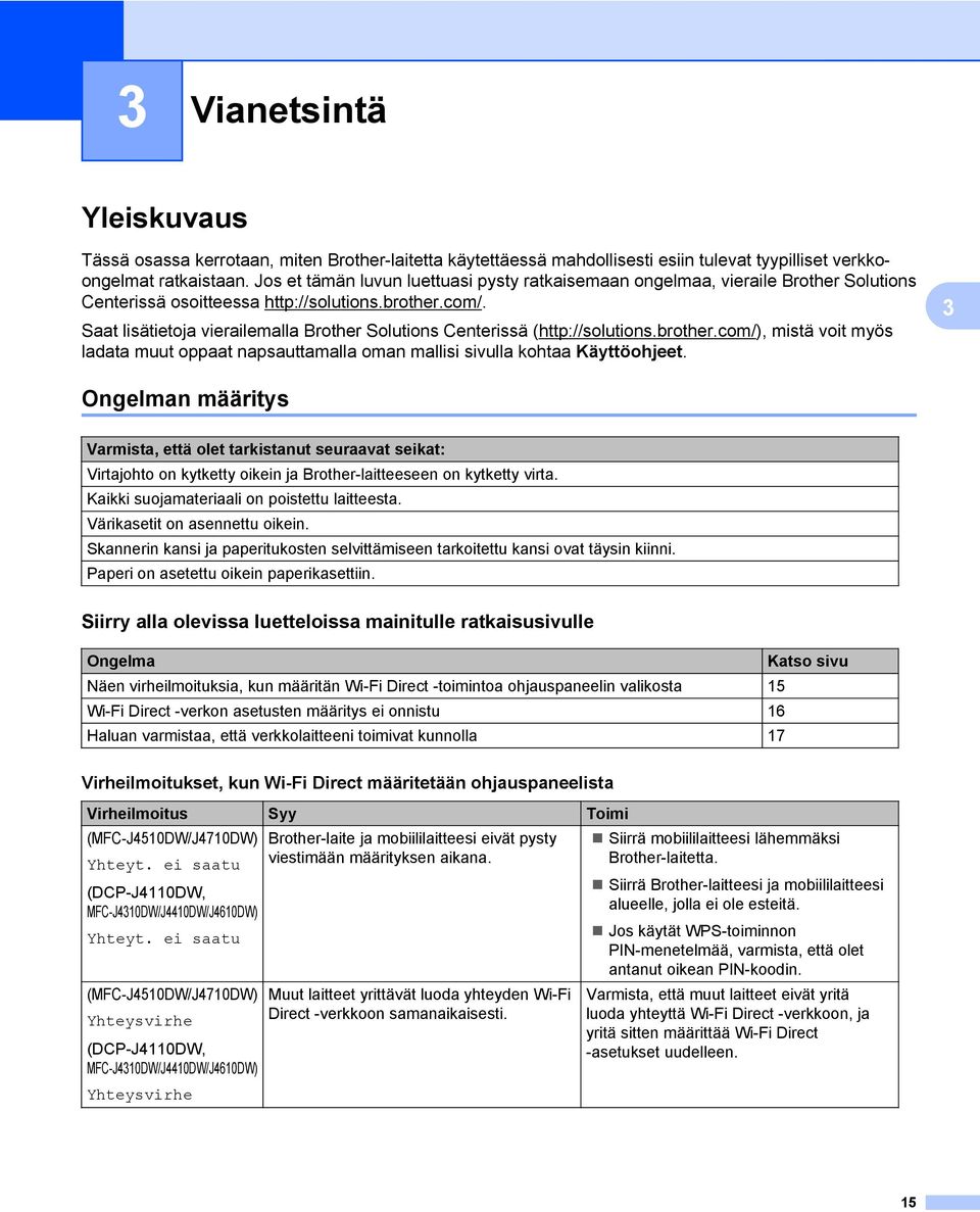 Saat lisätietoja vierailemalla Brother Solutions Centerissä (http://solutions.brother.com/), mistä voit myös ladata muut oppaat napsauttamalla oman mallisi sivulla kohtaa Käyttöohjeet.