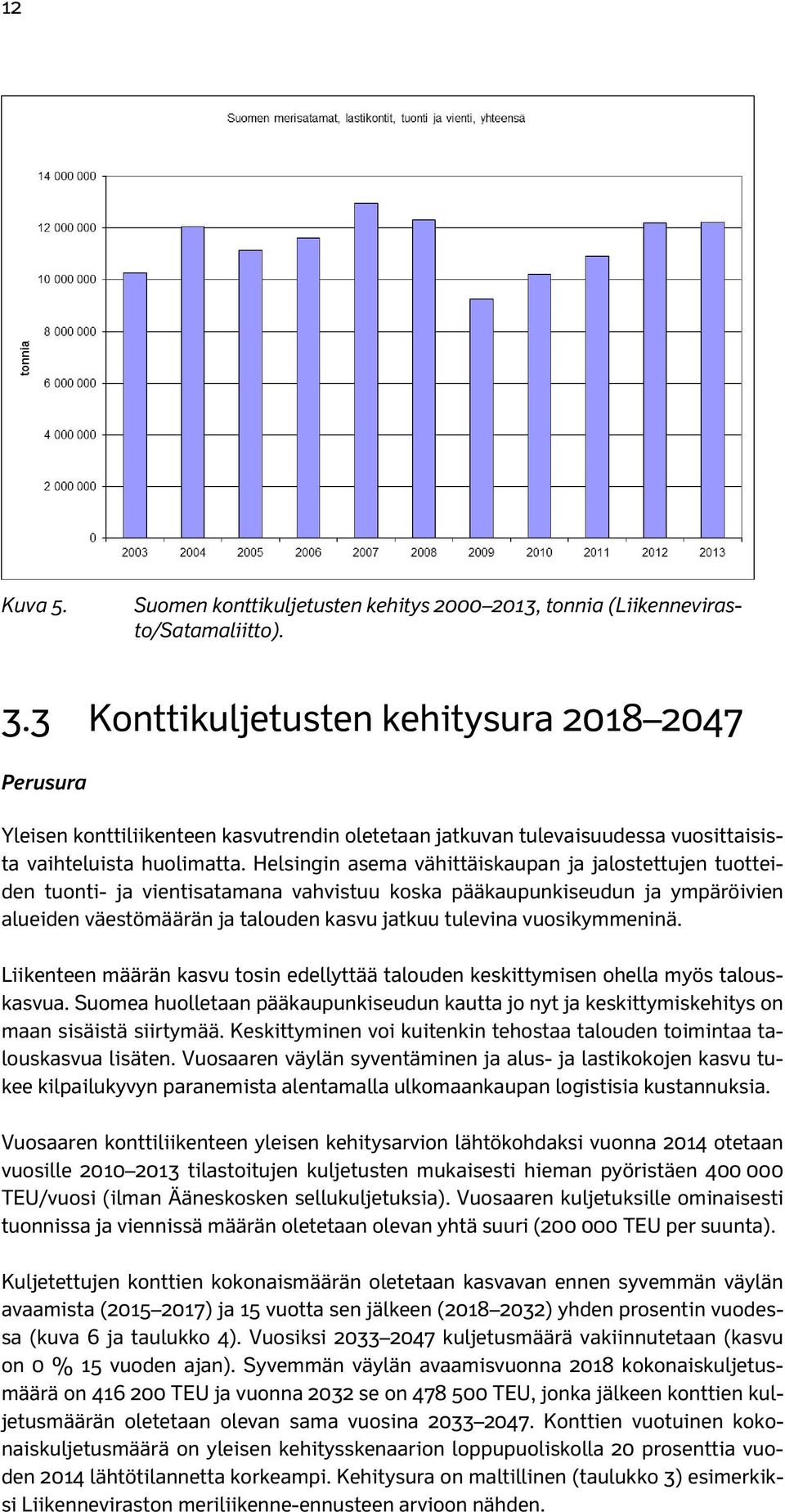 Helsingin asema vähittäiskaupan ja jalostettujen tuotteiden tuonti- ja vientisatamana vahvistuu koska pääkaupunkiseudun ja ympäröivien alueiden väestömäärän ja talouden kasvu jatkuu tulevina