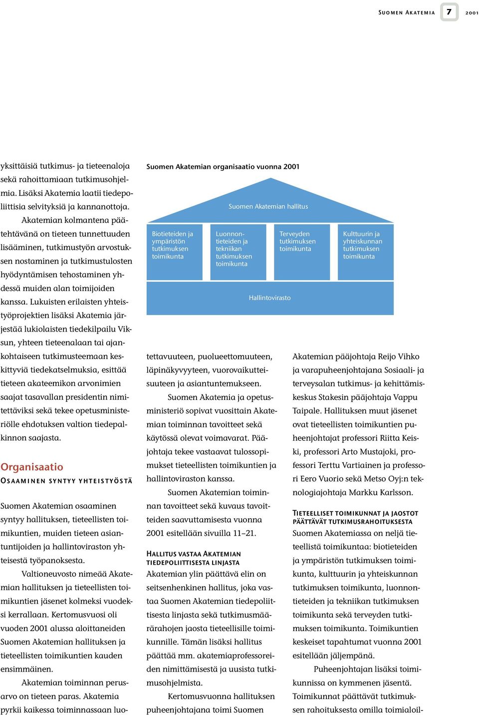 Lukuisten erilaisten yhteistyöprojektien lisäksi Akatemia järjestää lukiolaisten tiedekilpailu Viksun, yhteen tieteenalaan tai ajankohtaiseen tutkimusteemaan keskittyviä tiedekatselmuksia, esittää