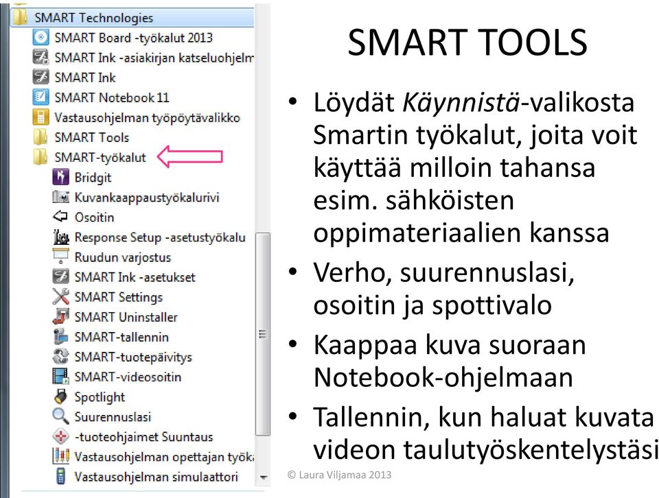 sähköisten oppimateriaalien kanssa Verho, suurennuslasi, osoitin ja