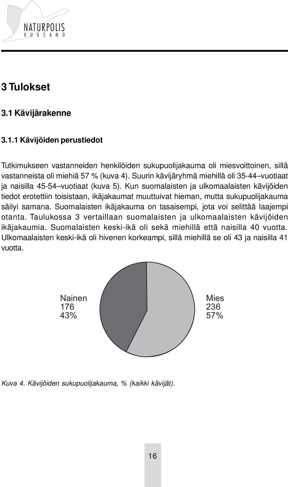 Kun suomalaisten ja ulkomaalaisten kävijöiden tiedot erotettiin toisistaan, ikäjakaumat muuttuivat hieman, mutta sukupuolijakauma säilyi samana.