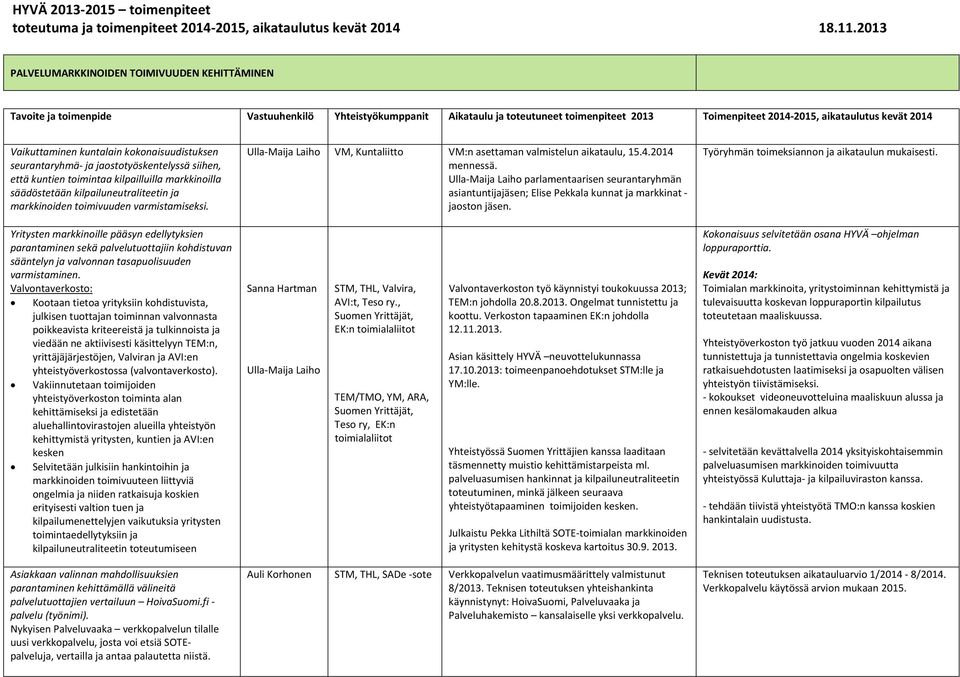 Vaikuttaminen kuntalain kokonaisuudistuksen seurantaryhmä ja jaostotyöskentelyssä siihen, että kuntien toimintaa kilpailluilla markkinoilla säädöstetään kilpailuneutraliteetin ja markkinoiden