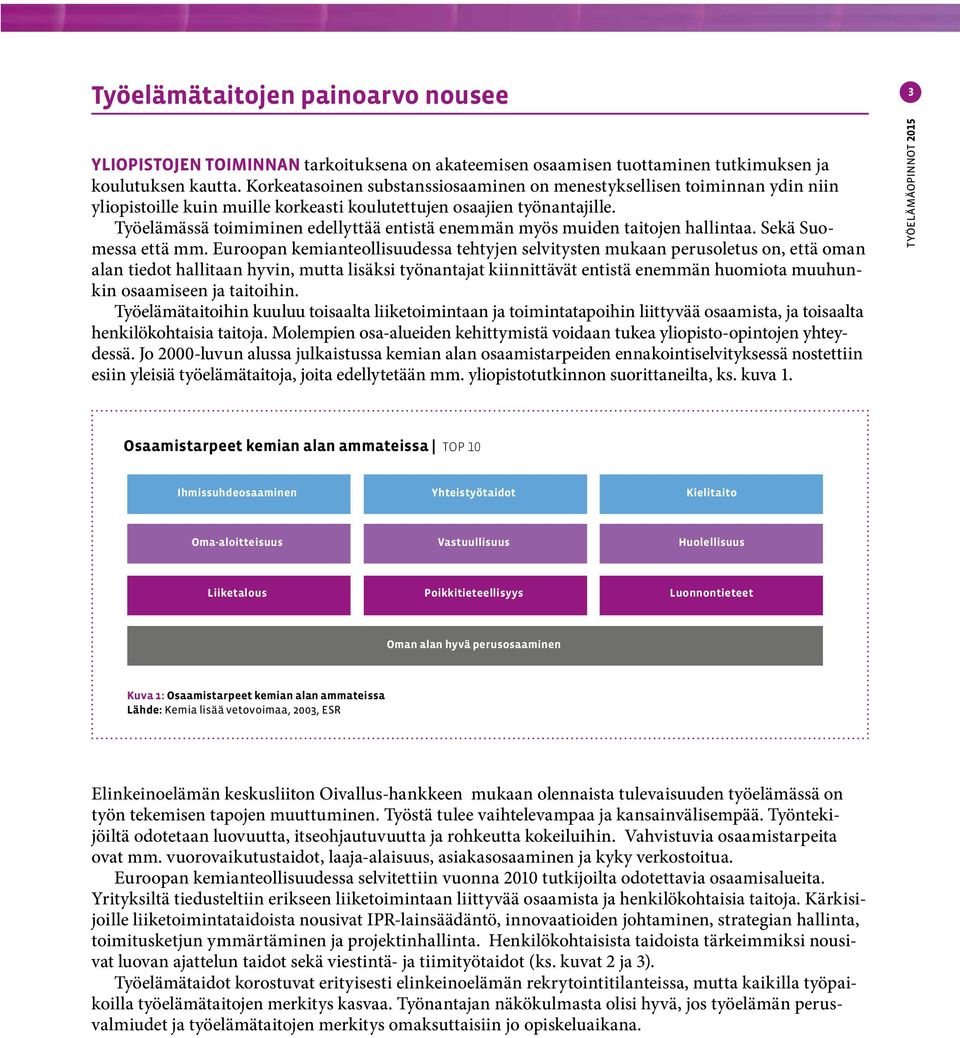 Työelämässä toimiminen edellyttää entistä enemmän myös muiden taitojen hallintaa. Sekä Suomessa että mm.