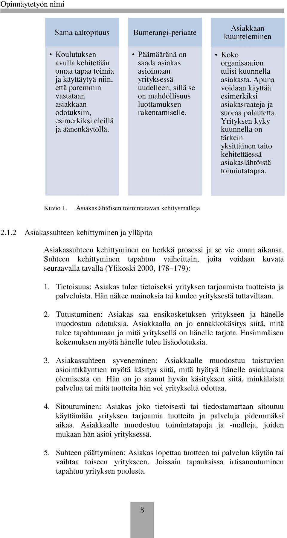 Asiakkaan kuunteleminen Koko organisaation tulisi kuunnella asiakasta. Apuna voidaan käyttää esimerkiksi asiakasraateja ja suoraa palautetta.