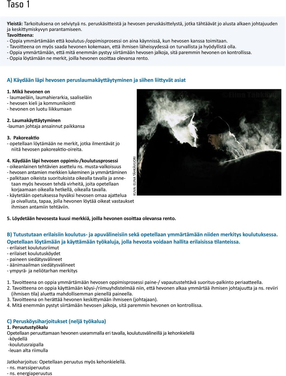 - Tavoitteena on myös saada hevonen kokemaan, että ihmisen läheisyydessä on turvallista ja hyödyllistä olla.