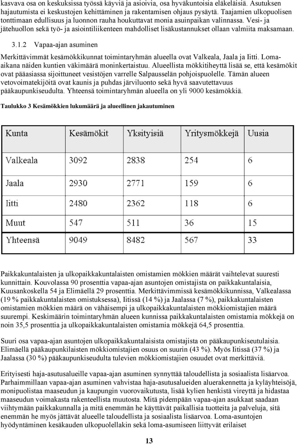 Vesi- ja jätehuollon sekä työ- ja asiointiliikenteen mahdolliset lisäkustannukset ollaan valmiita maksamaan. 3.1.