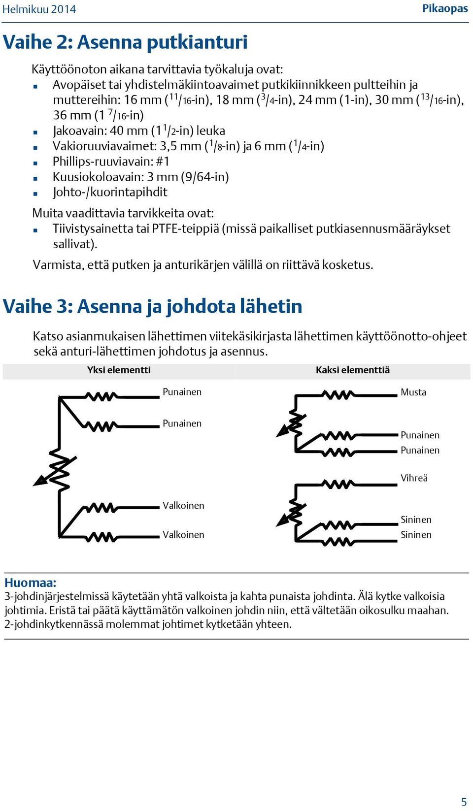 (9/64-in) Johto-/kuorintapihdit Muita vaadittavia tarvikkeita ovat: Tiivistysainetta tai PTFE-teippiä (missä paikalliset putkiasennusmääräykset sallivat).