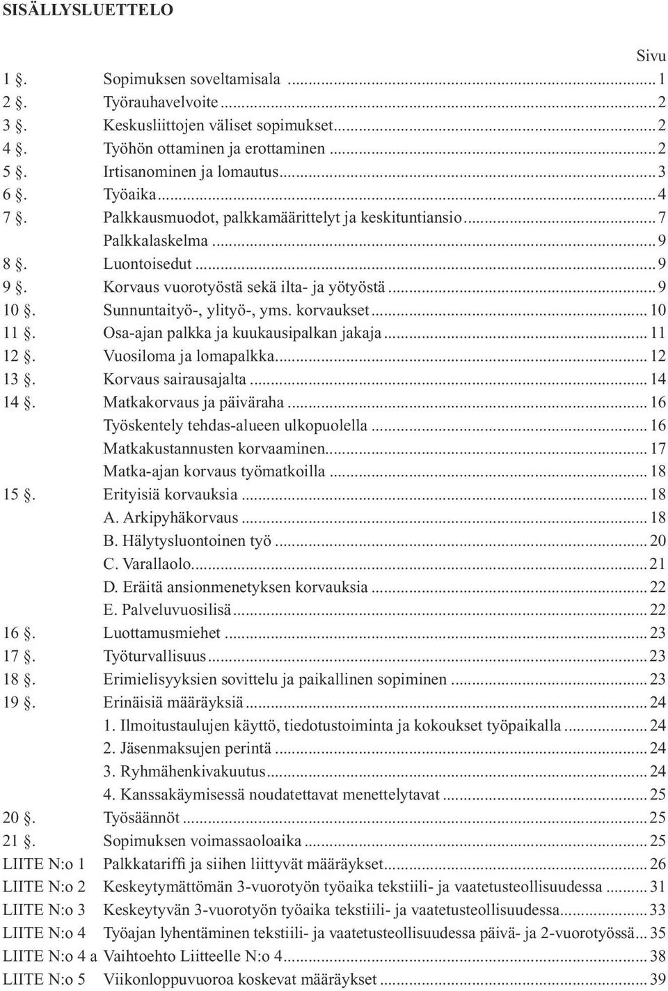 korvaukset...10 11. Osa-ajan palkka ja kuukausipalkan jakaja...11 12. Vuosiloma ja lomapalkka...12 13. Korvaus sairausajalta...14 14. Matkakorvaus ja päiväraha.