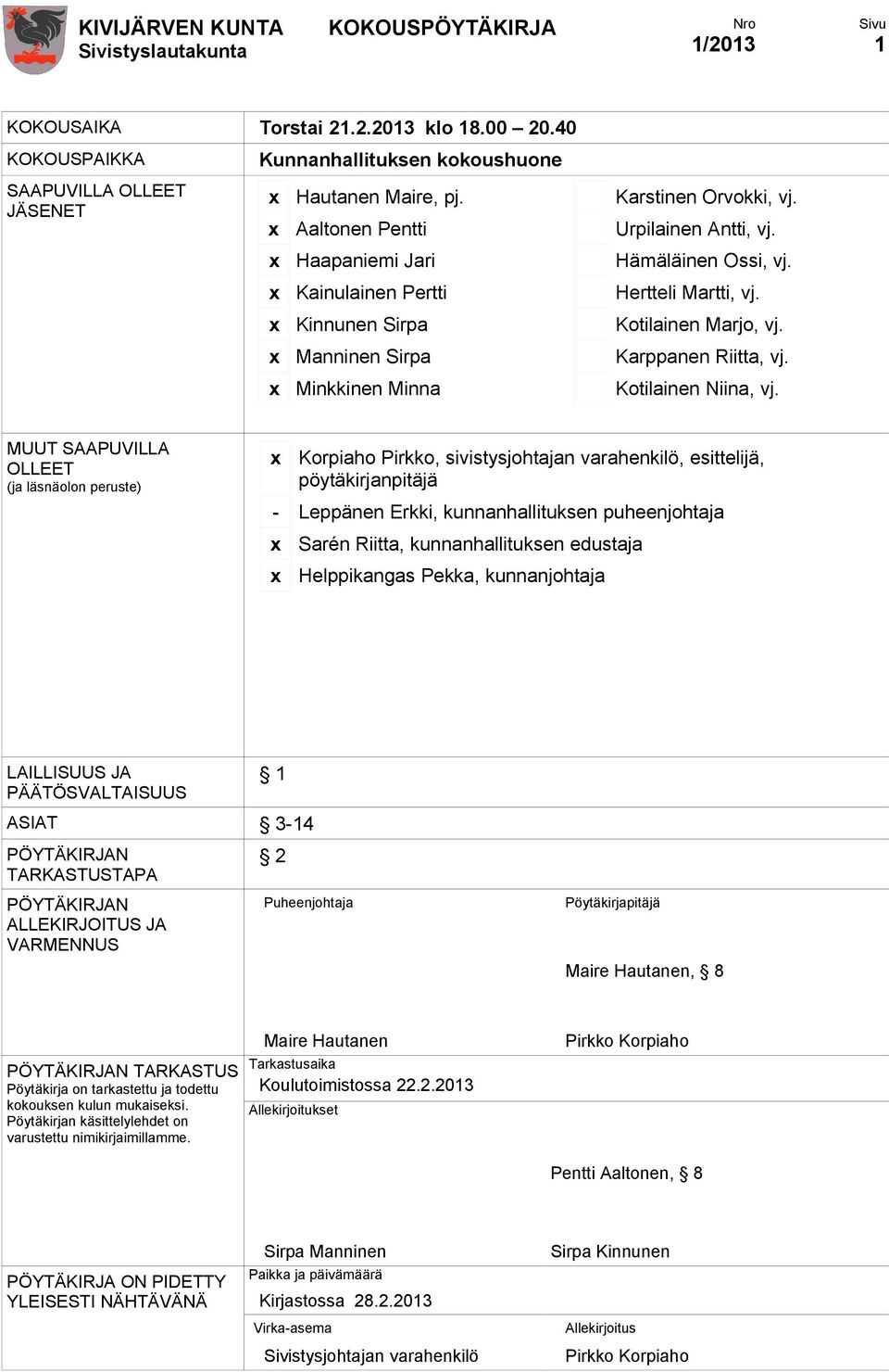 x Minkkinen Minna Kotilainen Niina, vj.