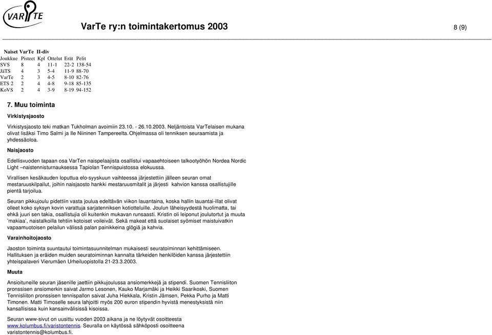 Ohjelmassa oli tenniksen seuraamista ja yhdessäoloa.
