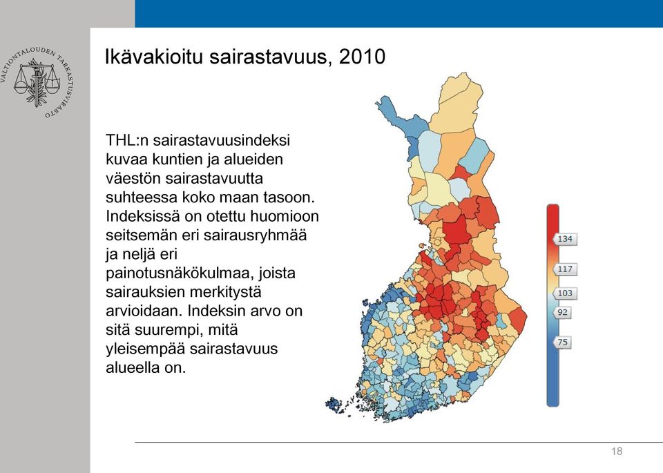 Indeksissä on otettu huomioon seitsemän eri sairausryhmää ja neljä eri