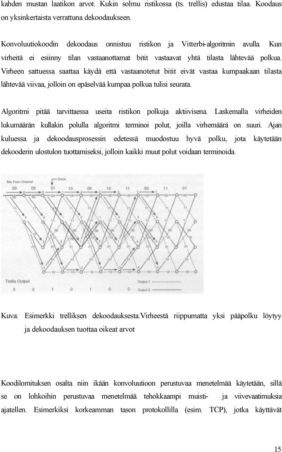 Virheen sattuessa saattaa käydä että vastaanotetut bitit eivät vastaa kumpaakaan tilasta lähtevää viivaa, jolloin on epäselvää kumpaa polkua tulisi seurata.