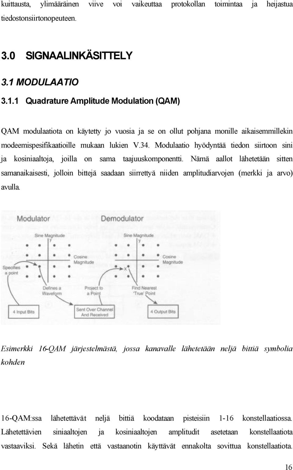 Modulaatio hyödyntää tiedon siirtoon sini ja kosiniaaltoja, joilla on sama taajuuskomponentti.