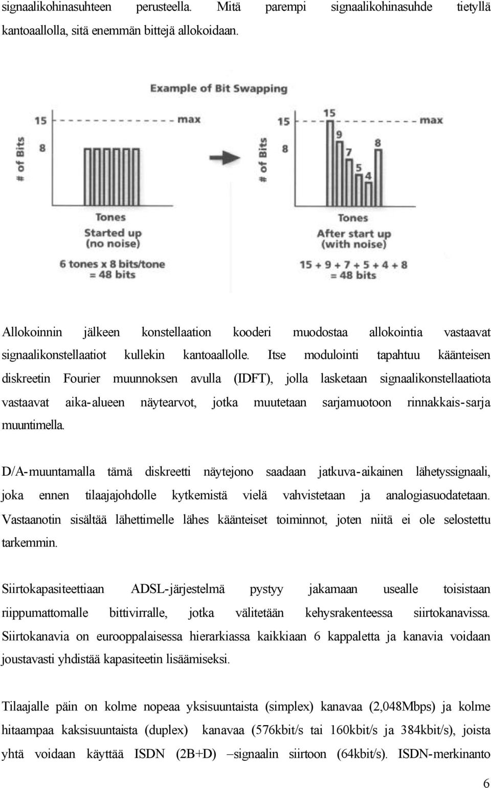 Itse modulointi tapahtuu käänteisen diskreetin Fourier muunnoksen avulla (IDFT), jolla lasketaan signaalikonstellaatiota vastaavat aika-alueen näytearvot, jotka muutetaan sarjamuotoon