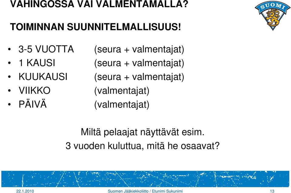 valmentajat) (seura + valmentajat) (valmentajat) (valmentajat) Miltä pelaajat