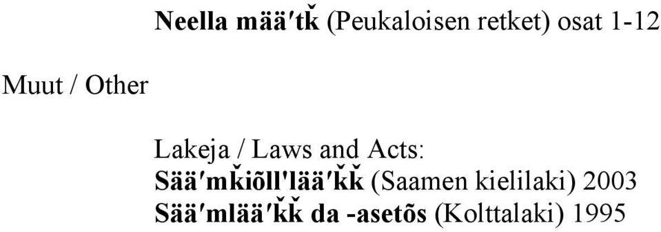 Acts: Sääʹmǩiõll'lääʹǩǩ (Saamen