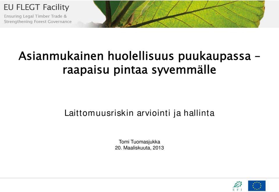 syvemmälle Laittomuusriskin