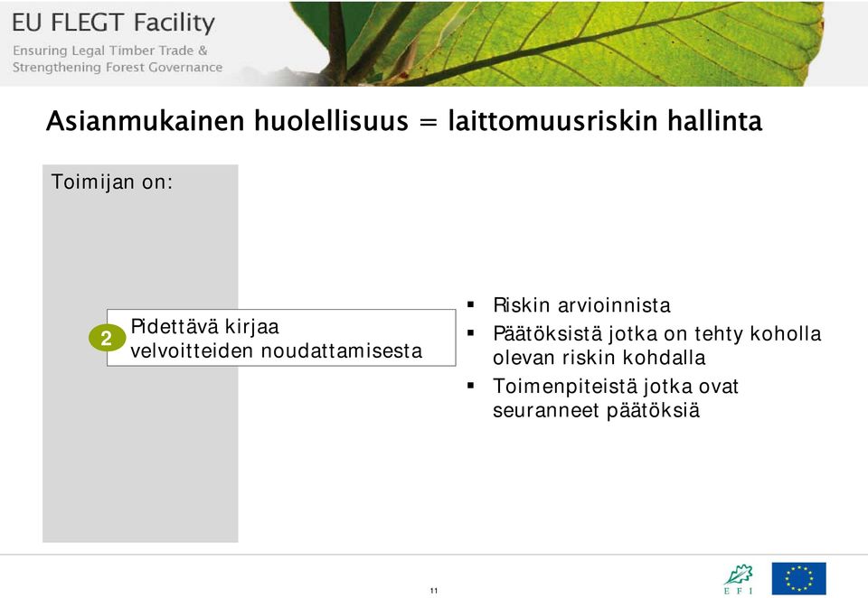 noudattamisesta Riskin arvioinnista Päätöksistä jotka on