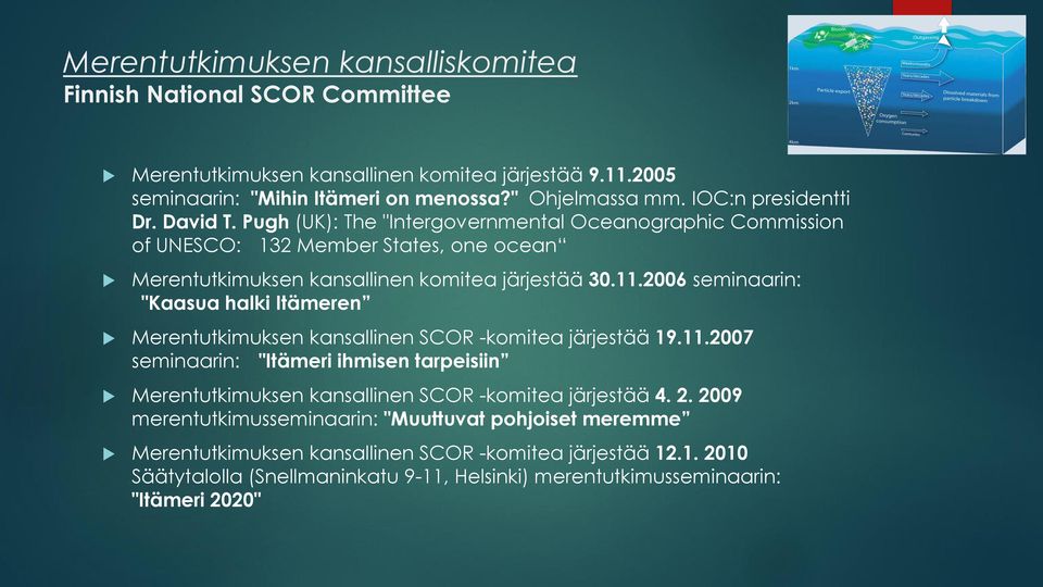 2006 seminaarin: "Kaasua halki Itämeren Merentutkimuksen kansallinen SCOR -komitea järjestää 19.11.