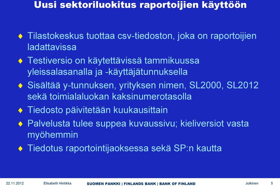 y-tunnuksen, yrityksen nimen, SL2000, SL2012 sekä toimialaluokan kaksinumerotasolla Tiedosto päivitetään