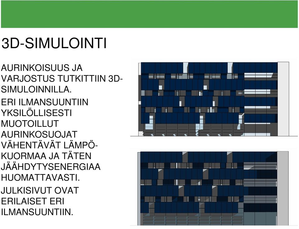 ERI ILMANSUUNTIIN YKSILÖLLISESTI MUOTOILLUT AURINKOSUOJAT