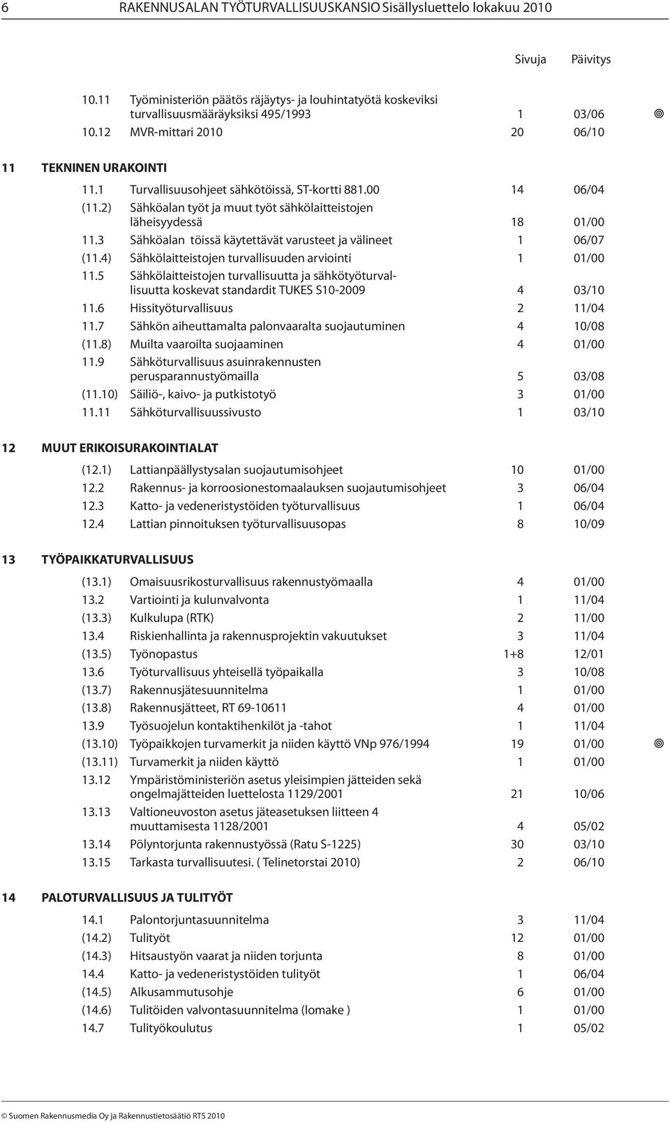 3 Sähköalan töissä käytettävät varusteet ja välineet 1 06/07 (11.4) Sähkölaitteistojen turvallisuuden arviointi 1 01/00 11.