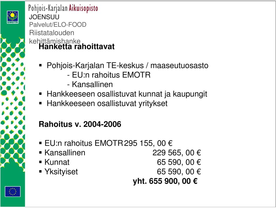 Hankkeeseen osallistuvat yritykset Rahoitus v.