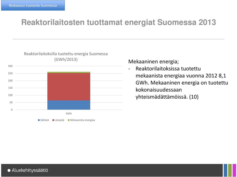 Mekaanista energiaa Mekaaninen energia; - Reaktorilaitoksissa tuotettu mekaanista energiaa