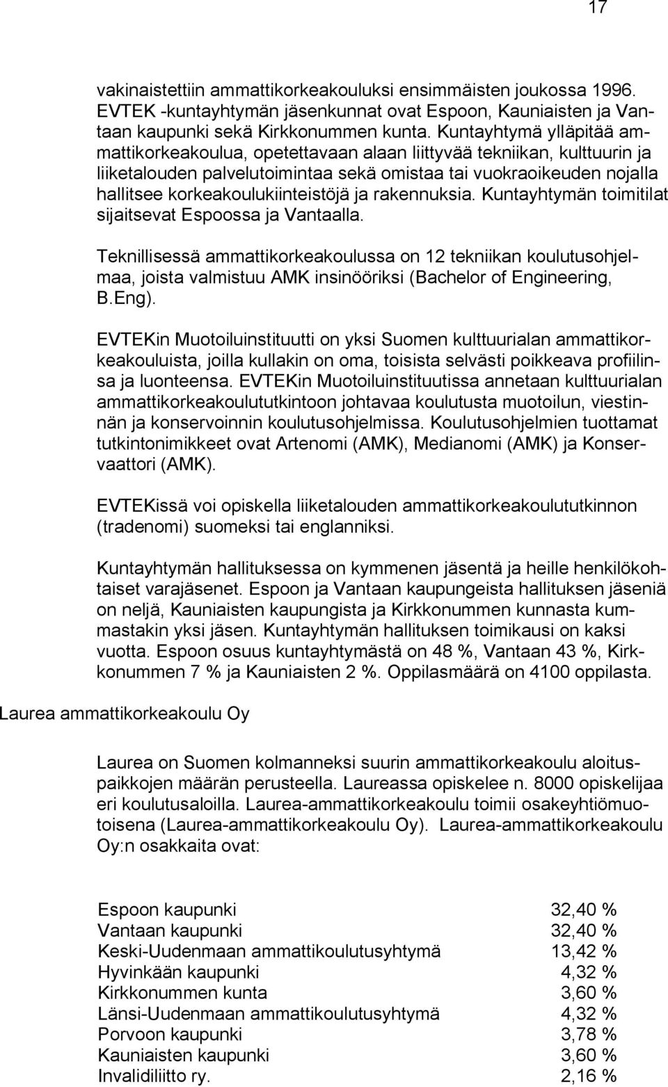 korkeakoulukiinteistöjä ja rakennuksia. Kuntayhtymän toimitilat sijaitsevat Espoossa ja Vantaalla.