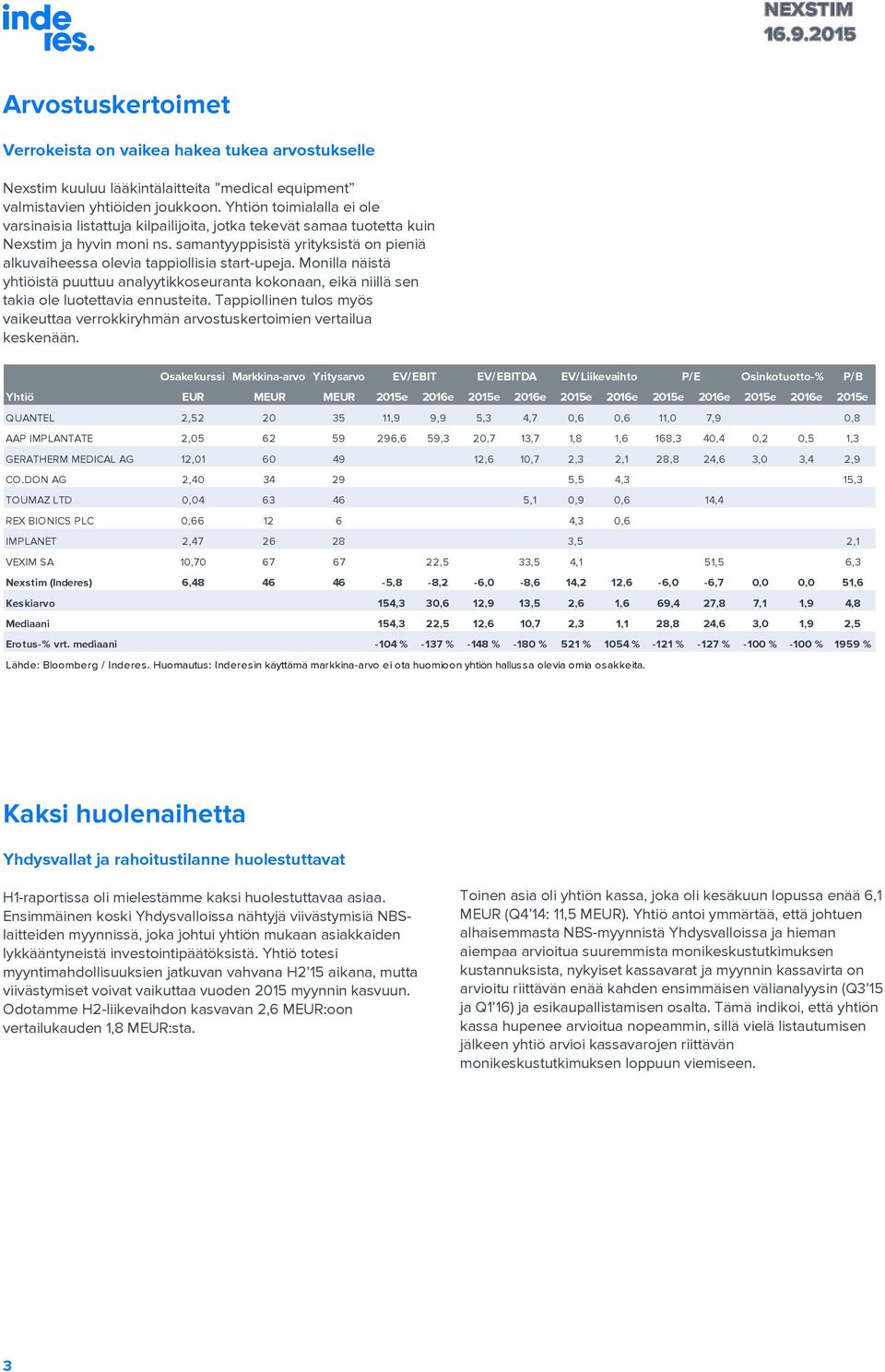 samantyyppisistä yrityksistä on pieniä alkuvaiheessa olevia tappiollisia start-upeja. Monilla näistä yhtiöistä puuttuu analyytikkoseuranta kokonaan, eikä niillä sen takia ole luotettavia ennusteita.