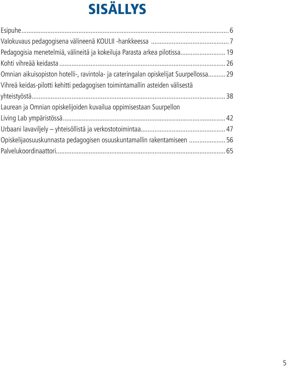 .. 29 Vihreä keidas-pilotti kehitti pedagogisen toimintamallin asteiden välisestä yhteistyöstä.