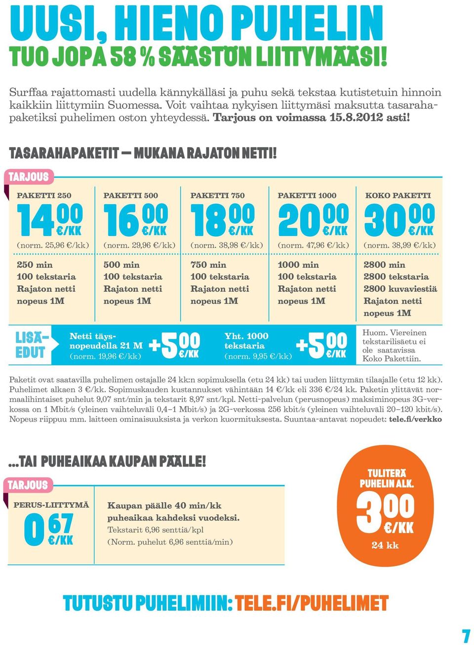 Tarjous PAKETTI 250 PAKETTI 500 PAKETTI 750 PAKETTI 1000 KOKO PAKETTI 14 16 18 20 00 00 00 00 00 30 (norm. 25,96 ) (norm. 29,96 ) (norm. 38,98 ) (norm. 47,96 ) (norm.