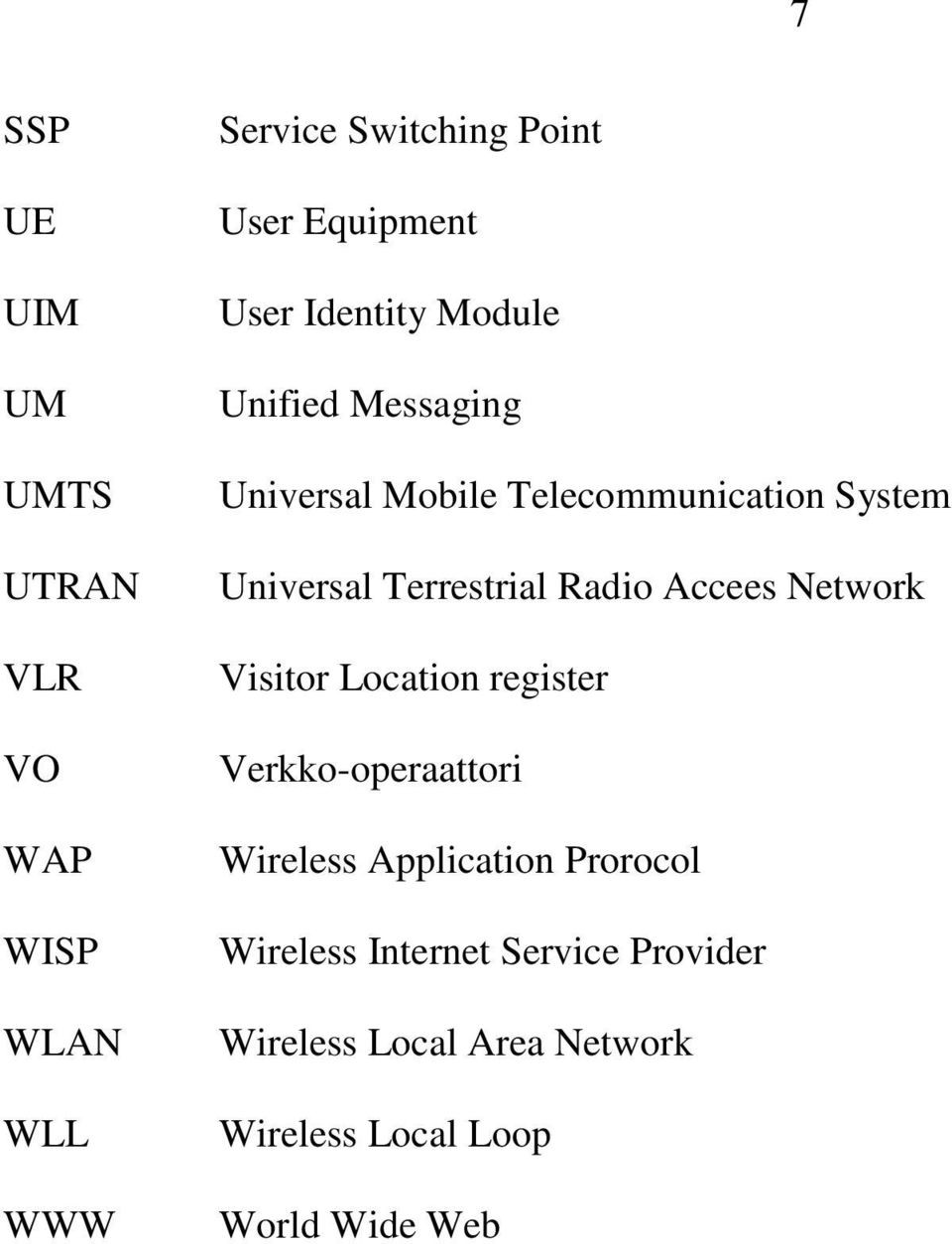 Terrestrial Radio Accees Network Visitor Location register Verkko-operaattori Wireless