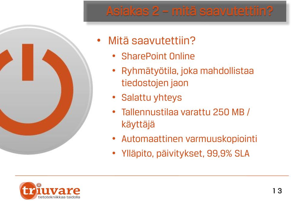 tiedostojen jaon Salattu yhteys Tallennustilaa varattu 250