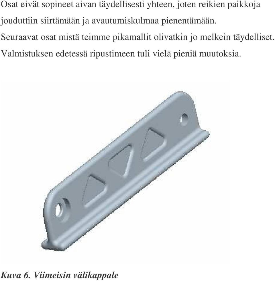 Seuraavat osat mistä teimme pikamallit olivatkin jo melkein täydelliset.