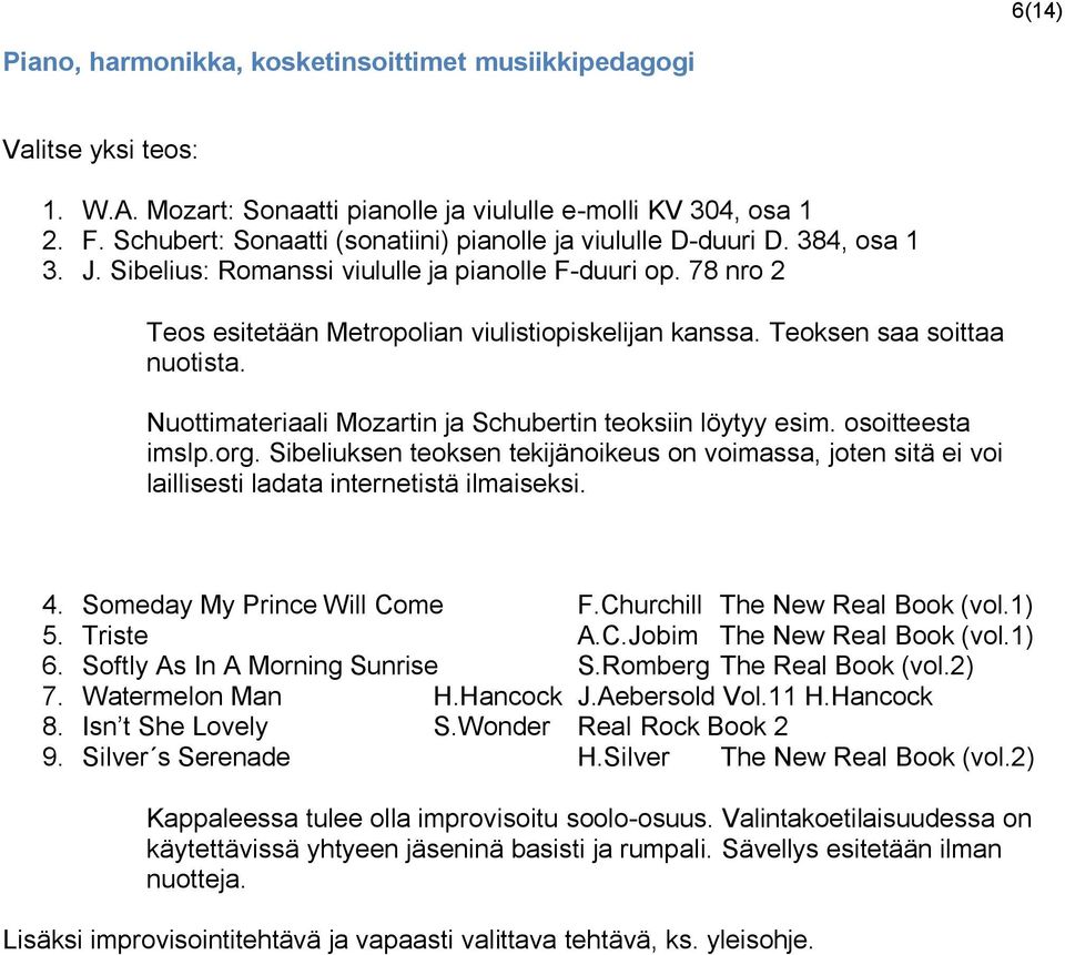 Teoksen saa soittaa nuotista. Nuottimateriaali Mozartin ja Schubertin teoksiin löytyy esim. osoitteesta imslp.org.