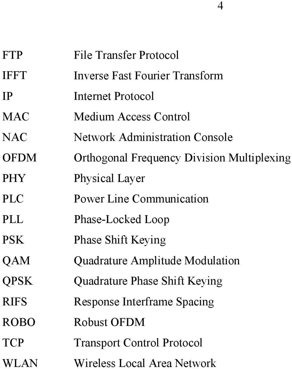 Multiplexing Physical Layer Power Line Communication Phase-Locked Loop Phase Shift Keying Quadrature Amplitude